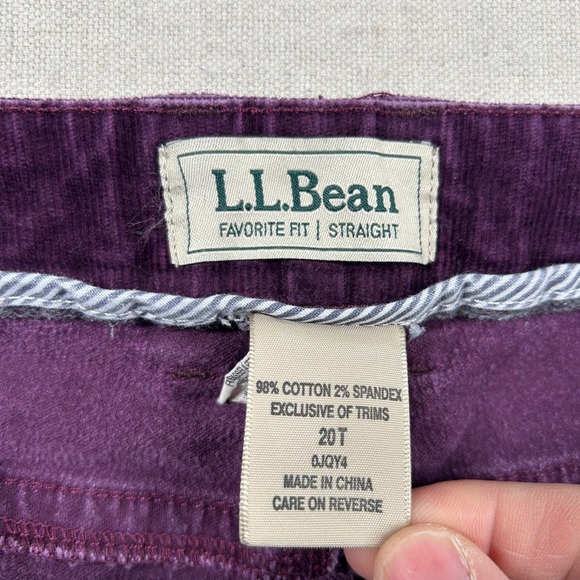 LL Bean Corduroy Pants Womens 20t Tall Grape Purple Straight High Rise Outdoor - Picture 4 of 9